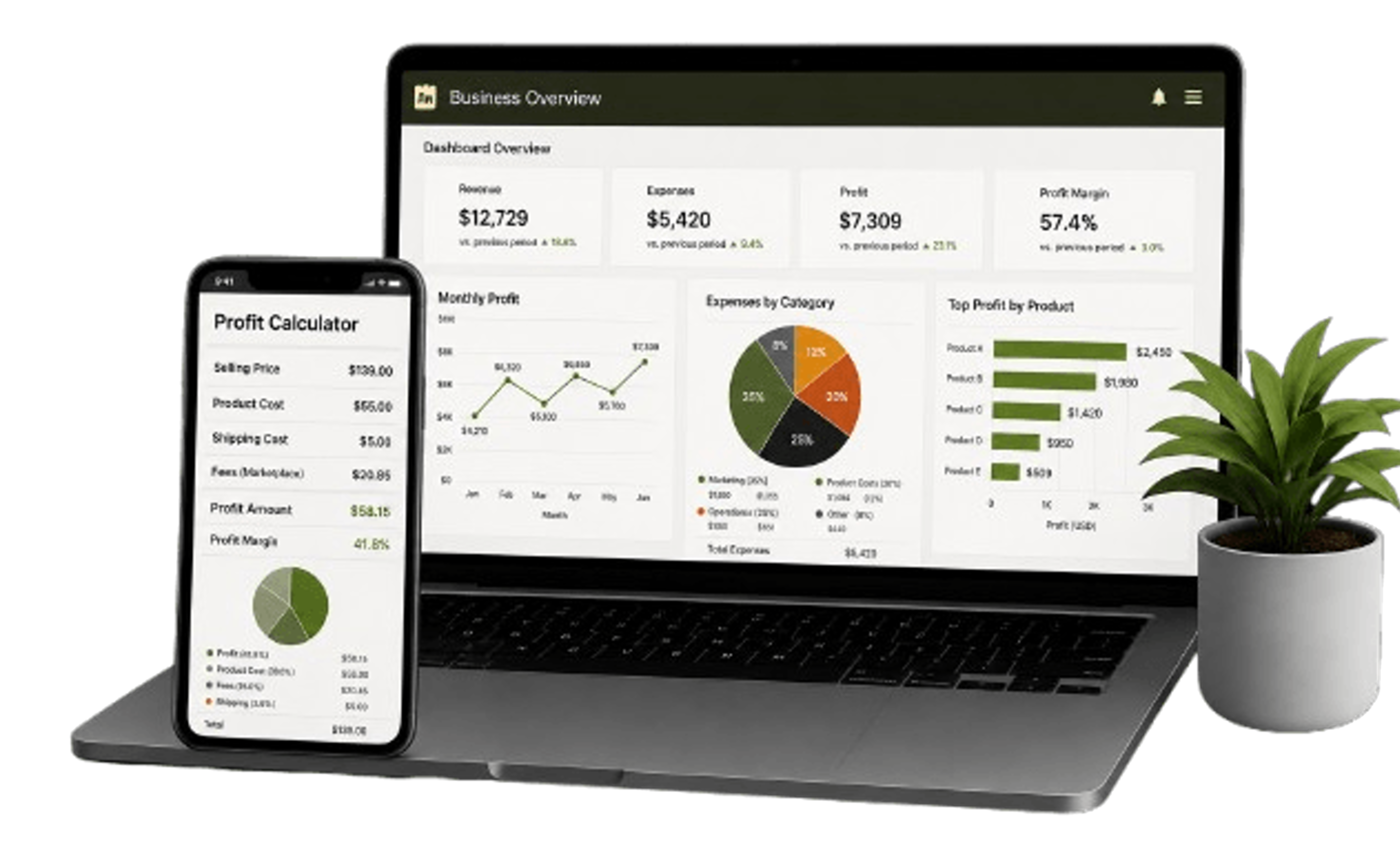 Laptop and smartphone displaying ShadesWeb business tools